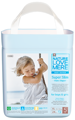 Baby diapers Super Slim, Nature Love Mere, Size XL [10-14 kg] 24pcs