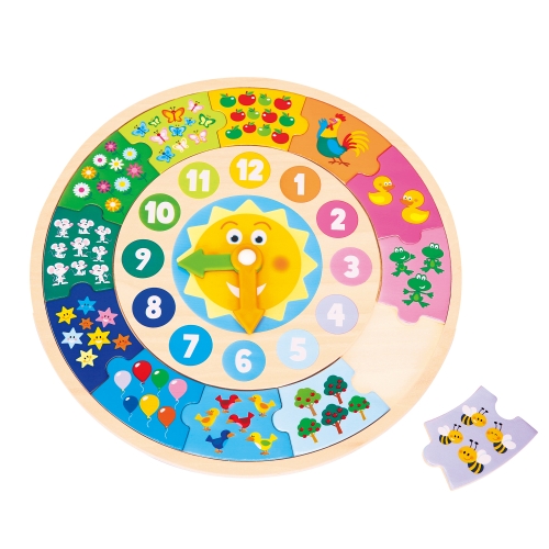 Kid puzzle Wooden clock, New Classic Toys, 18253 from 2+ years / Educational Toys № 2 Kids Republic Kid puzzle Wooden clock, New Classic Toys, 18253 from 2+ years / Educational Toys № 2