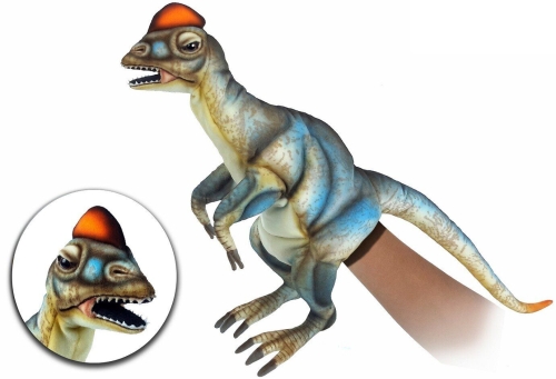 Ділофозавр, іграшка на руку, 50 см, реалістична мяка іграшка Hansa (7754)