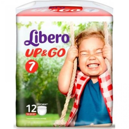 Підгузки-трусики дитячі Libero Up&Go 7 16-26 кг 12 шт (7322540599381)
