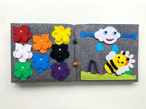 Marmetil™ | Felt educational book Giraffe (large) 21x23 cm / Felt Books № 3