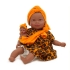 Doll Maria with a baby in orange clothes, Nines d`Onil, laughs, in a box, art. 6333